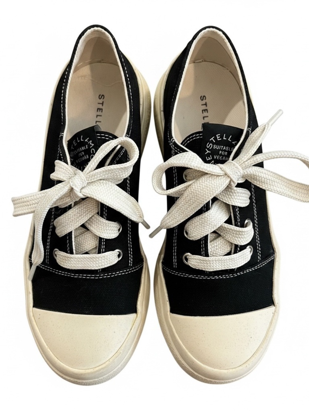 Stella McCartney Loop Platform Sneakers EU 37 Black White Vegan Made in Spain - Picture 5 of 15